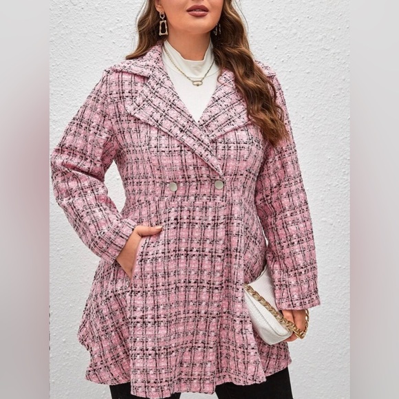 💗SHEIN classy plaid double breasted coat size 4X - Picture 1 of 8